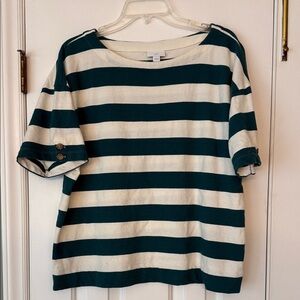 Striped Green and White Women's Top